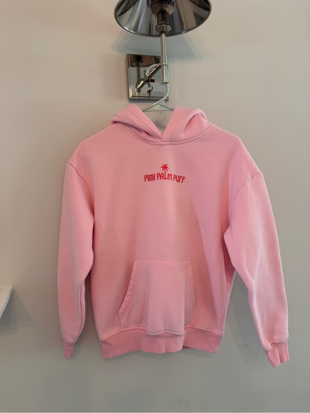 PINK Palm Puff Light Pink Kids Hoodie